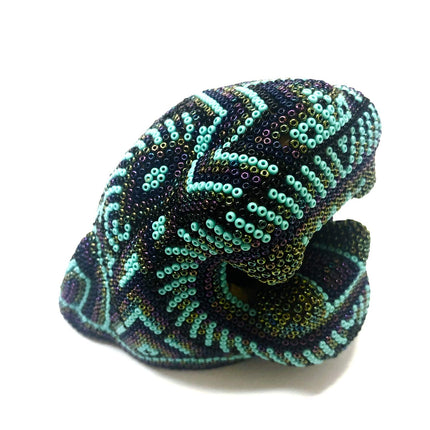 Serendipia Handmade Huichol JAGUAR Beaded Original Mexican Art. (Black)