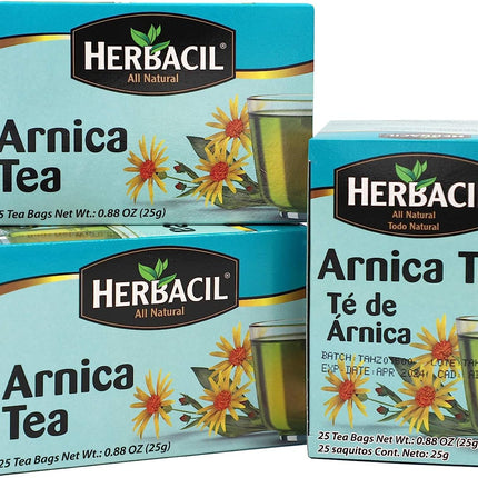 Herbacil Arnica Tea, sin cafeína, paquete de 3, 0.88 oz, 25 bolsitas de té por caja (75 bolsitas de té)