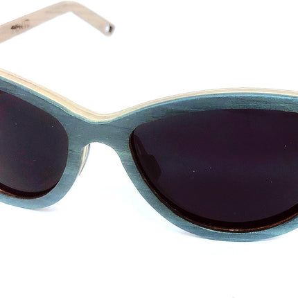 Fento Gafas de Sol Artesanales de Madera Mujer Hombre Lega Azul Madera Gris Lentes Diseño Polarizadas